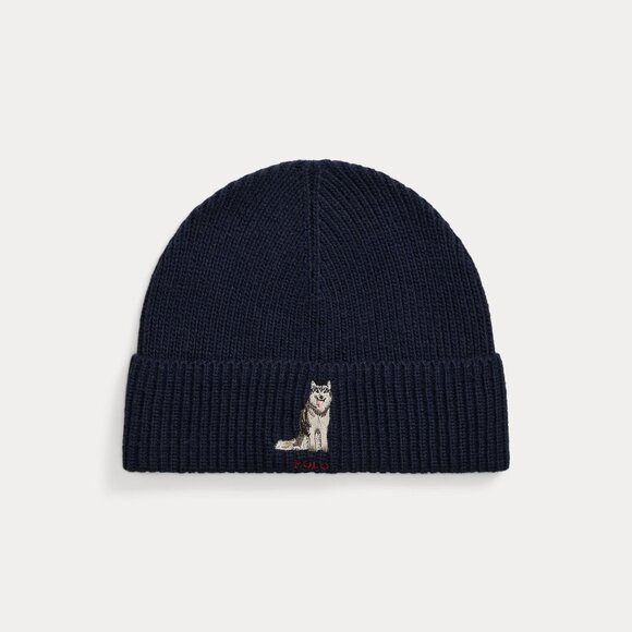Polo Ralph Lauren Dog-Embroidered Rib-Knit Beanie